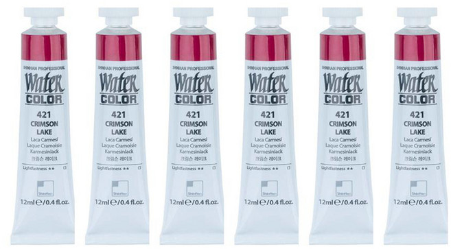 신한화구 전문가 수채화 튜브 물감 421 크림슨 레이크 6p, 12ml, 1색