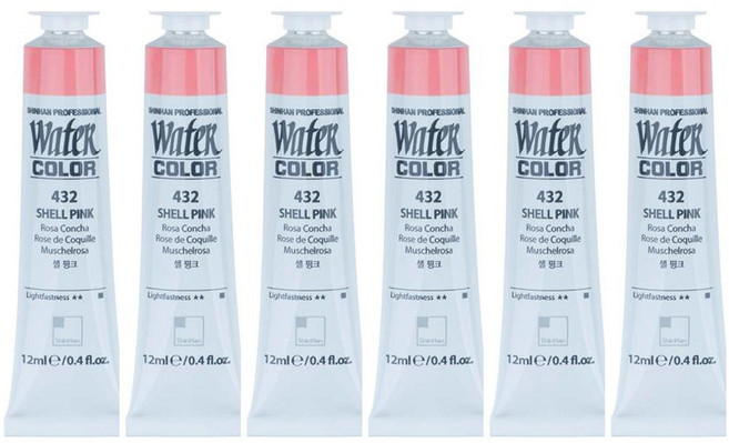 신한화구 전문가 수채화 Tube 432 셸 핑크 6p, 12ml, 1색