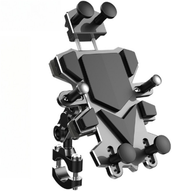 오토크루 PRO 스틸 충격흡수 댐퍼형 오토바이 휴대폰거치대, 실버, AC-MT10