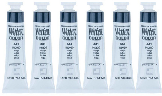 신한화구 전문가 수채화 Tube 441 인디고 6p, 12ml, 1색