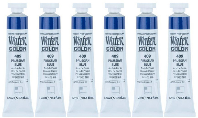 신한화구 전문가 수채화 Tube 409 프러시안 블루 6p, 12ml, 1색