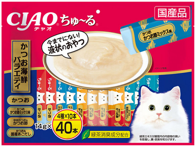 챠오츄르 고양이 버라이어티 간식, 혼합맛(가다랑어/해산물), 560g, 1개