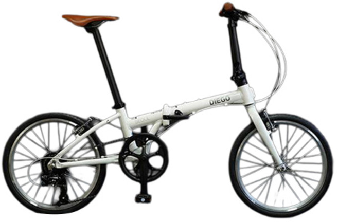 오투휠스 디에고 서울 미니벨로 접이식 자전거 반조립 20 x 1.25 mm, 화이트, 1개, 152cm
