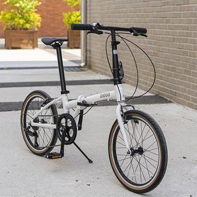 오투휠스 디에고 서울 7 시마노 7단 미니벨로 접이식 자전거 20인치 (반조립배송), 화이트 + 검월, 154cm, 1개