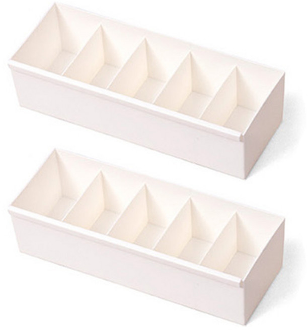 이즈리빙 칸칸칸 연결형 서랍정리 칸막이 속옷정리함 5칸, 넓은형, 아이보리, 2개