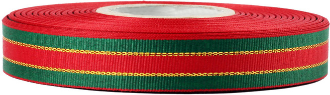 노크원 구츄리 리본 15mm, 초록 + 빨강, 2개, 27m