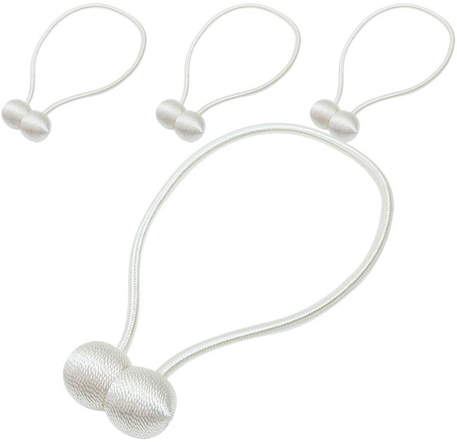 하이어데코 커튼 고정 자석 마그네틱 스트랩 볼, 화이트, 4개