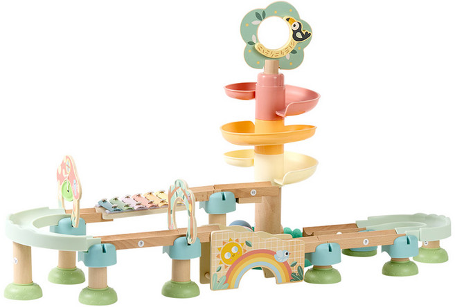 투키토이 원목 구슬 트랙타워 744 43p, 혼합색상, 1개