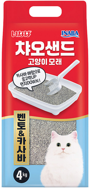 이나바 응고형 챠오샌드 벤토 & 카사바 고양이 모래, 4kg, 1개, 무향