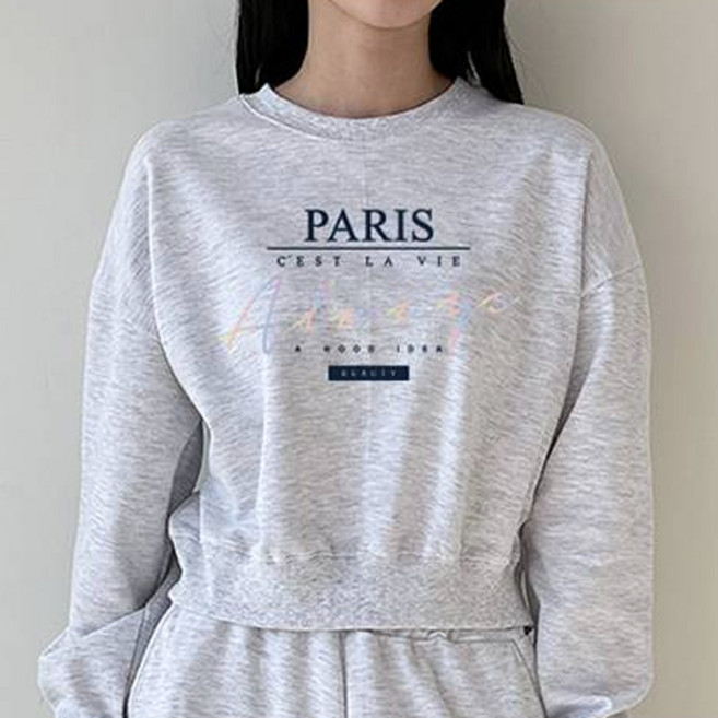 에어플레인 PARIS 크롭 맨투맨