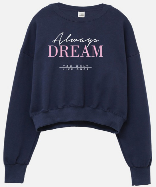 에어플레인 드림 크롭 맨투맨 긴소매 티셔츠