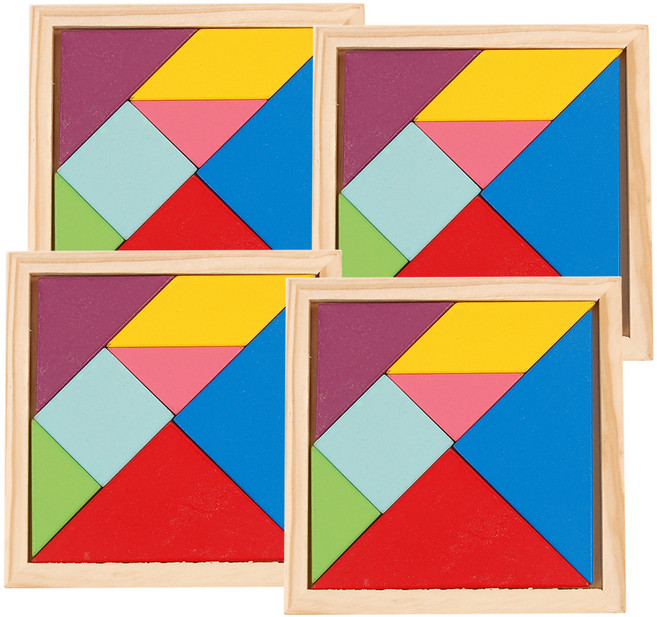 해피 원목 칠교 중, 혼합색상, 1인용, 4개