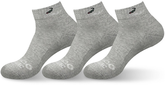 크로커다일 여성용 스포츠 쿠션 클링 단목 양말 3족, 그레이, 1세트