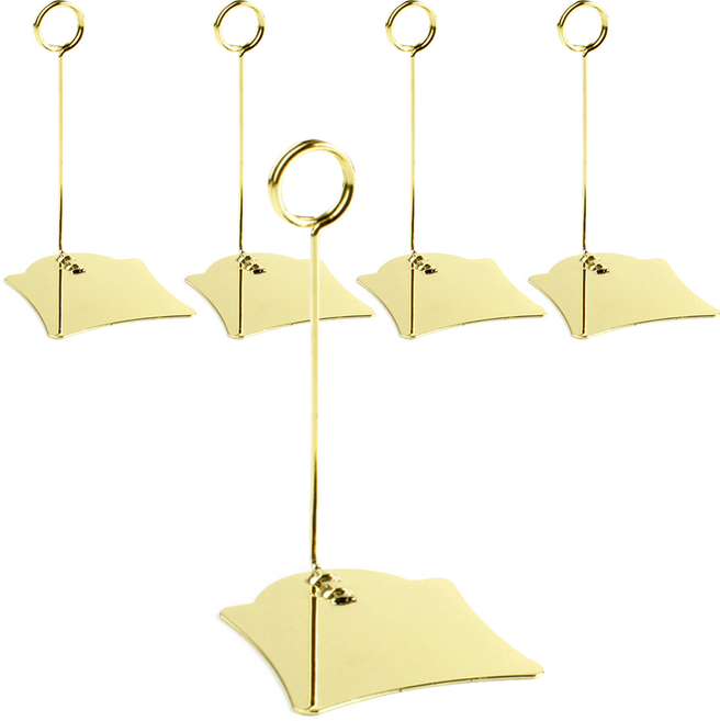 수수마마 스탠드 스탠 집게 메모 꽂이 골드, 대, 5개입, 1개