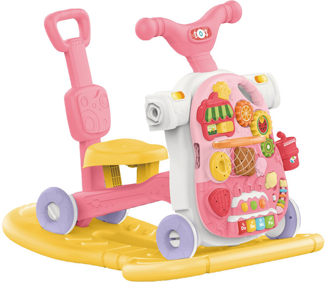 하늘썬별 5 in 1 과일 걸음마 붕붕카 러닝테이블 푸쉬카 흔들말 heanhe0813, 핑크, 1개