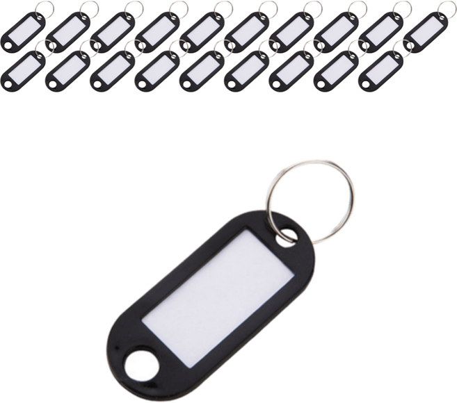 ADUNE 열쇠고리 네임택, 블랙, 20개