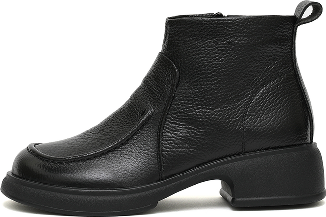 제이슈 천연소가죽 스티치라인 기모안감 앵클부츠