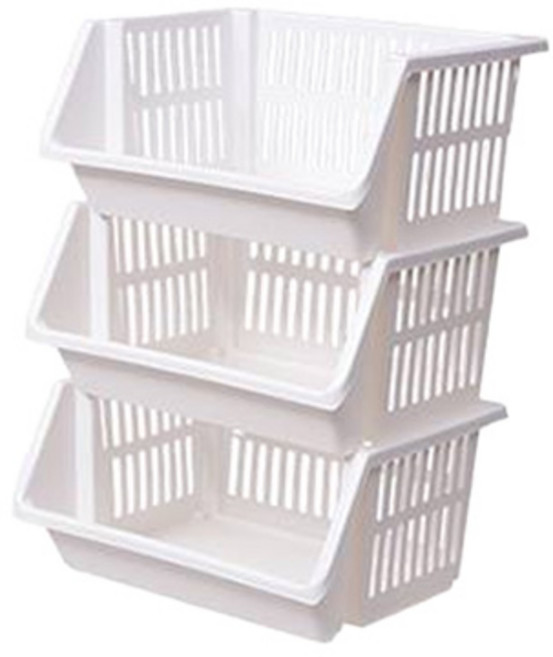 이즈리빙 적층형 오픈 바스켓, 크림화이트, 3개