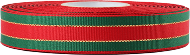 노크원 구츄리 리본 20mm, 초록 + 빨강, 1개, 27m