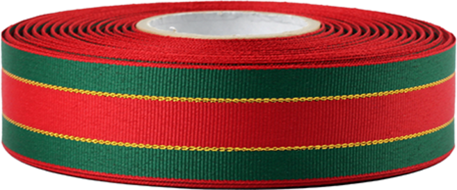 노크원 구츄리 리본 25mm, 초록 + 빨강, 1개, 27m
