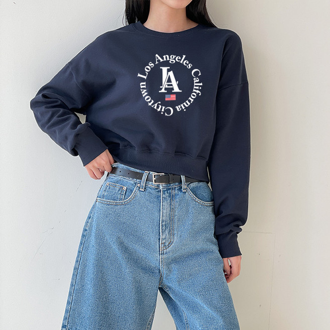 에어플레인 LA 크롭 맨투맨 긴소매 티셔츠