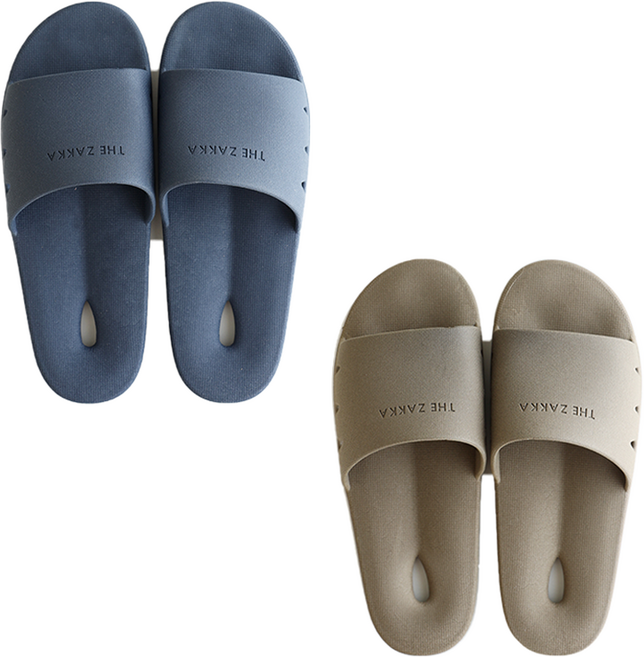 더자카 모던 호텔식 기능성 욕실화, 네이비 + 브라운, 2세트