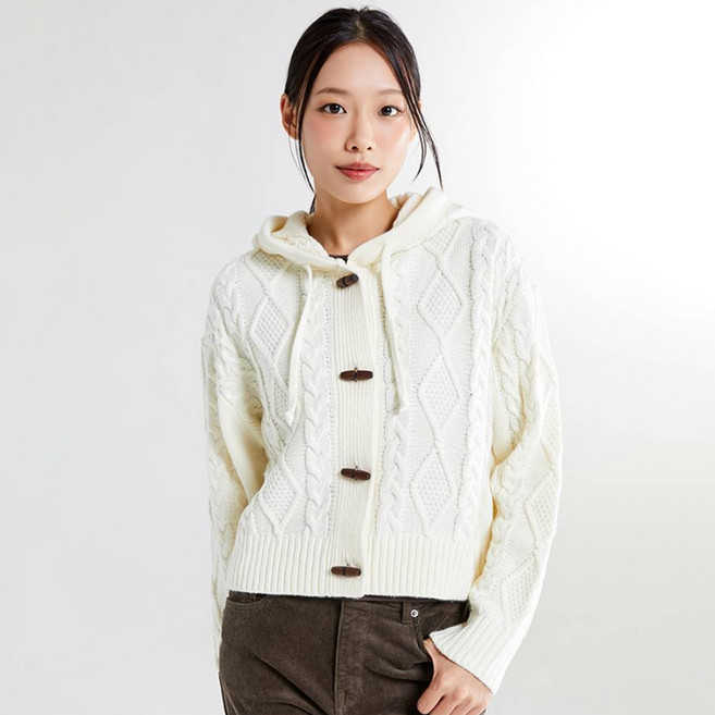 스파오 여성용 아란 더플 후드 가디건 SPCKE4TG41