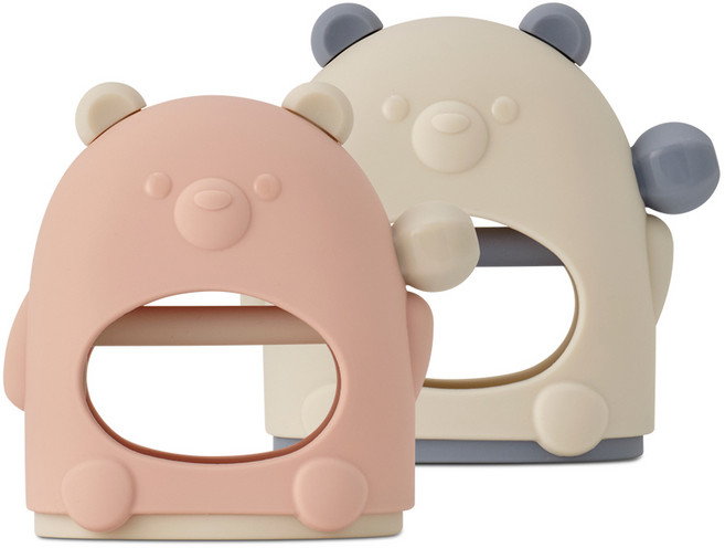 마더케이 실리콘 2in1 글러브 손목 치발기 2종 세트, 단품, 핑크크림 + 크림블루, 1세트