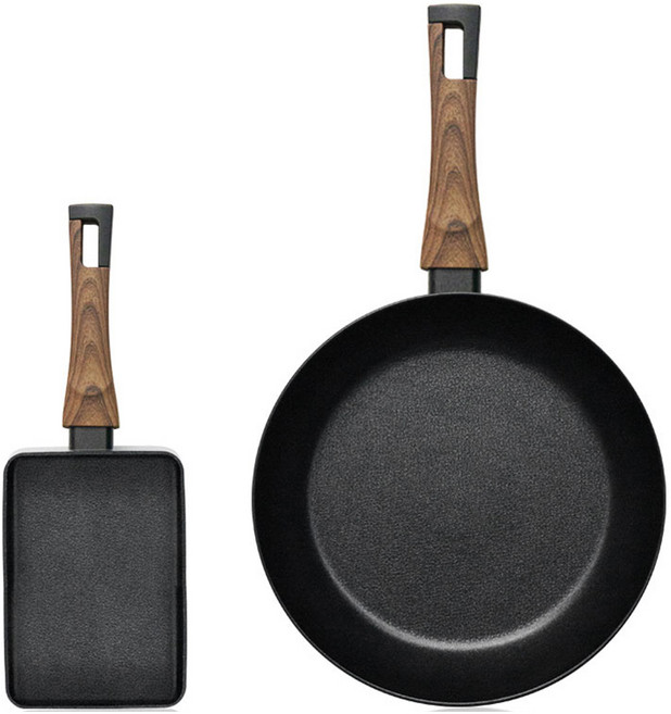 실바트 IH 인덕션 까리노 프라이팬 세트 2개, 블랙, 계란말이팬 18cm + 프라이팬 28cm, 1세트