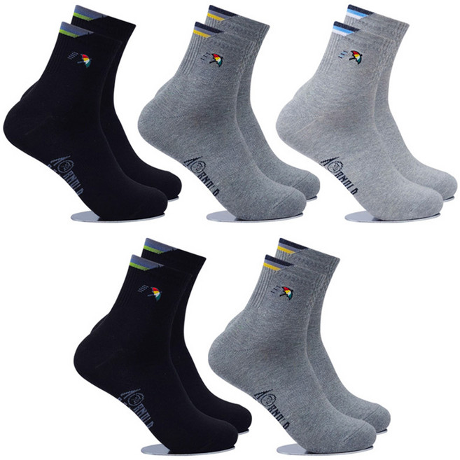 아놀드파마 남성용 뒤틀림방지 캐주얼 중목 양말 5종 세트 AP5646