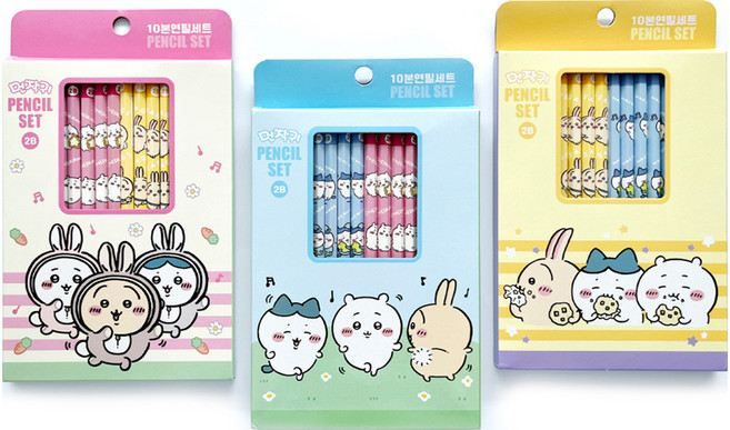 필박스 먼작귀 10본 연필 세트 2B x 3종 세트, 혼합색상, 1세트