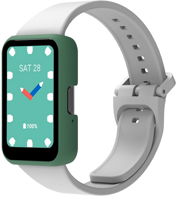 랩씨 스마트 워치 풀커버 슬림 하드 강화유리 케이스, 매트 그린