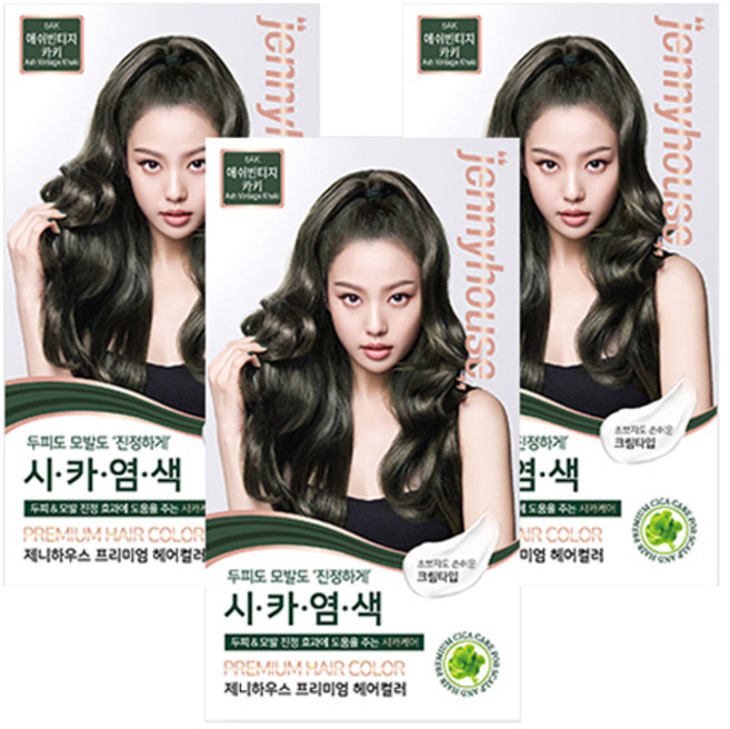 제니하우스코스메틱 프리미엄 헤어컬러 염모제, 애쉬빈티지카키6AK, 3개