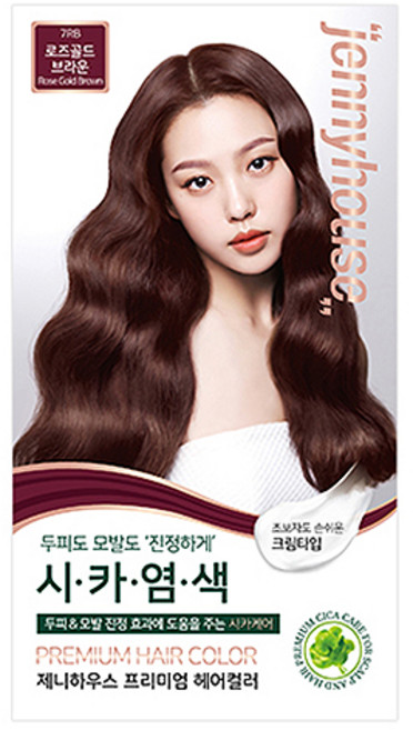 제니하우스코스메틱 프리미엄 헤어컬러 염모제, 로즈골드브라운 7RB, 1개