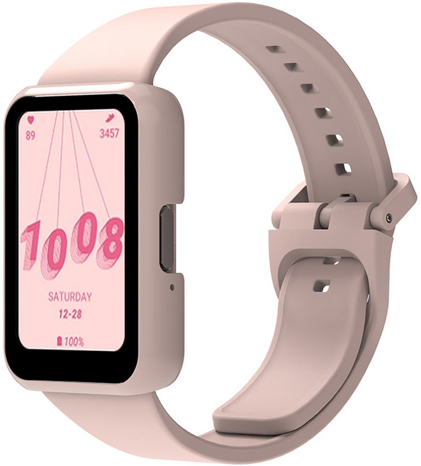 랩씨 스마트 워치 풀커버 슬림 하드 강화유리 케이스, 글로시 핑크