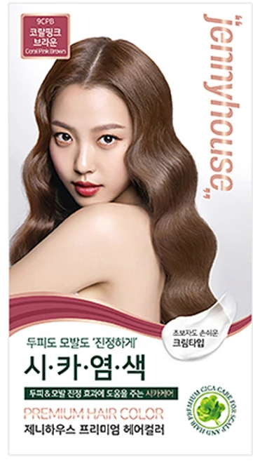 제니하우스코스메틱 프리미엄 헤어컬러 염모제, 코랄핑크브라운9CPB, 1개 - 쿠팡