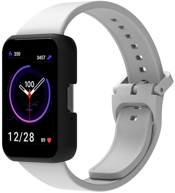 랩씨 스마트 워치 풀커버 슬림 하드 강화유리 케이스, 매트 블랙