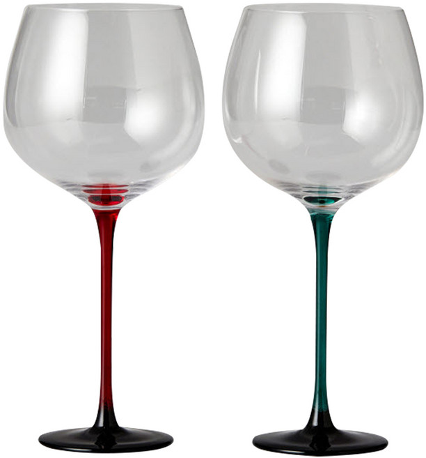 모던하우스 XMAS 크리스탈 와인잔 샤도네이 레드 + 그린스템 세트, 550ml, 1세트