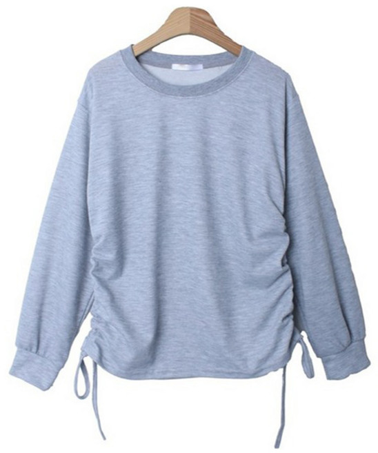 린다샵 여성용 리시메 사이드 셔링 심플 긴팔 티셔츠 cpt15847k49