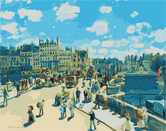 모모픽스페인팅 DIY 명화 그리기 40 x 50 cm, J29 르누아르 파리 퐁네프, 1개