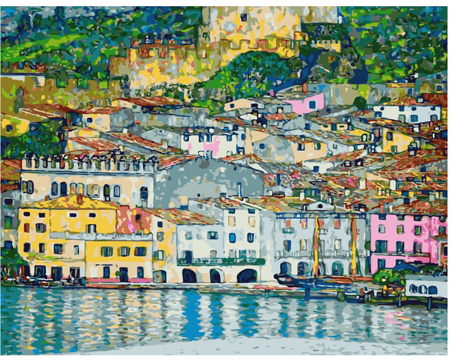 모모픽스페인팅 DIY 명화 그리기 40 x 50 cm, J24 클림트 가르다 호숫가, 1개