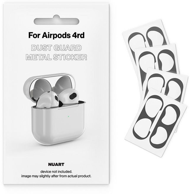 누아트 무선이어폰 메탈 철가루 방지스티커 4p 세트, 에어팟 4세대/에어팟 4세대 노이즈캔슬링, 블랙, 1세트