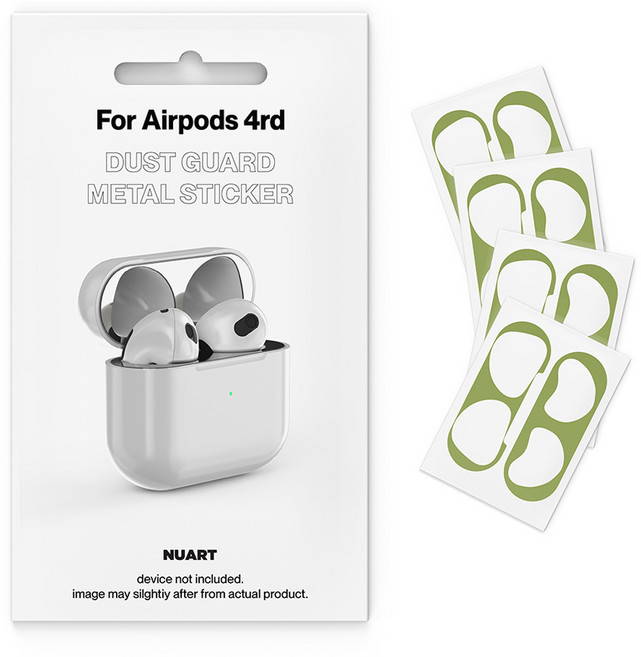 누아트 무선이어폰 메탈 철가루 방지스티커 4p 세트, 에어팟 4세대/에어팟 4세대 노이즈캔슬링, 그린, 1세트