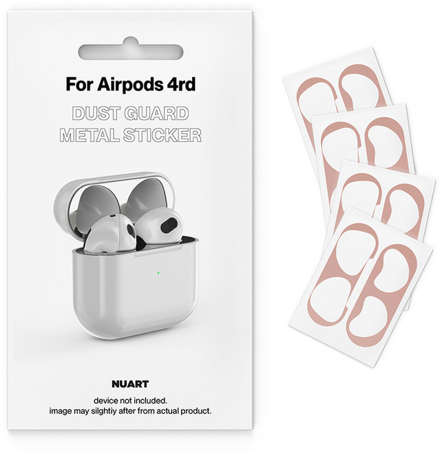 누아트 무선이어폰 메탈 철가루 방지스티커 4p 세트, 에어팟 4세대/에어팟 4세대 노이즈캔슬링, 로즈골드, 1세트