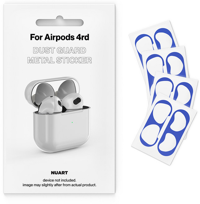 누아트 무선이어폰 메탈 철가루 방지스티커 4p 세트, 에어팟 4세대/에어팟 4세대 노이즈캔슬링, 블루, 1세트