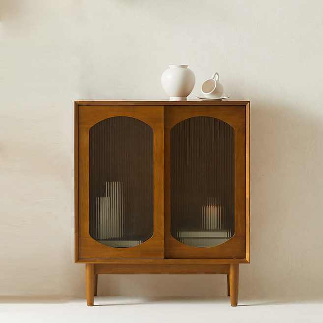 퍼피노 라헬 유리 3단 장식장 800 방문설치, 원목