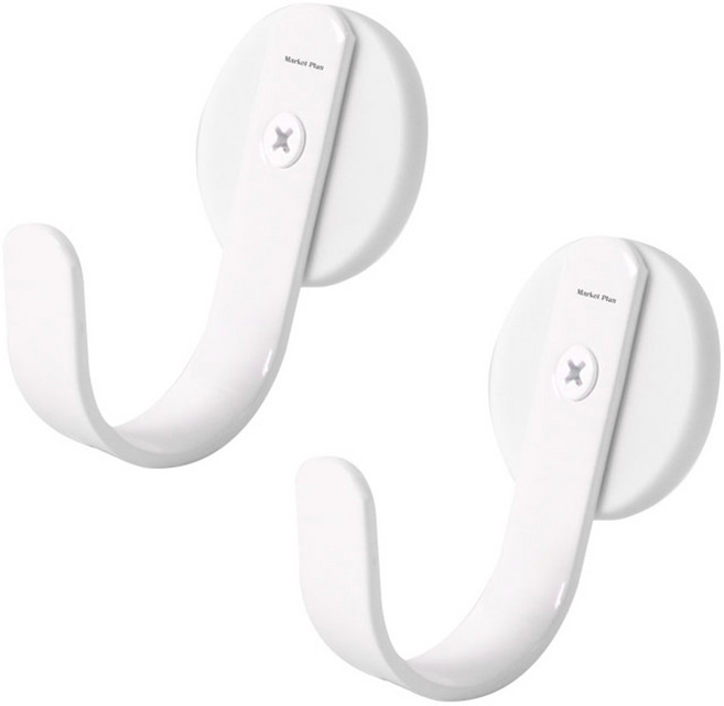 마켓플랜 무타공 만능 다용도 자석고리, 화이트, 2개