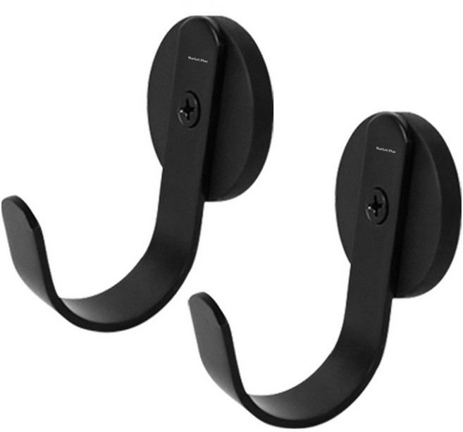 마켓플랜 무타공 만능 다용도 자석고리, 블랙, 2개