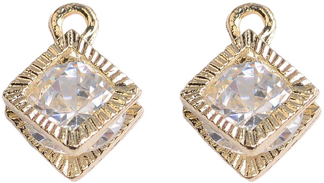 마다꾸미 크리스탈 목걸이 팬던트 목걸이 우정 팔찌 만들기, 13 사각 골드, 2개