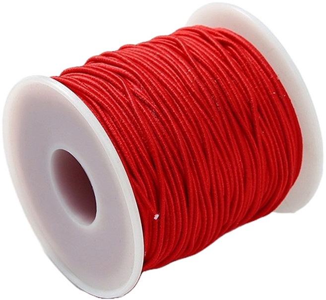 마다꾸미 컬러 고무줄 롤 수경끈 만들기 고무끈 대용량 1.2mm x 50m, 레드, 1개